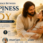 Jesus Christ lovingly holding a young girl in a sunlit countryside, illustrating Christian joy rooted in God's love and care