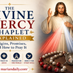 Divine Mercy image of Jesus Christ with red and pale rays flowing from His Heart, illustrating the Divine Mercy Chaplet and trust in God's mercy